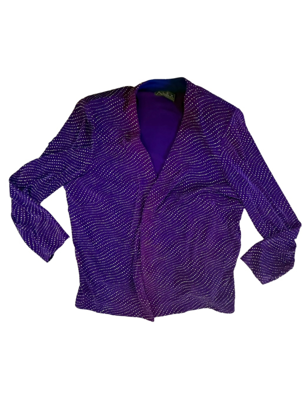 Alex Evenings Purple Glitter Wave Open Front Cardigan Jacket